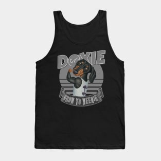 Fun Doxie in Doxie Gym to Grow Yo Weenie with silver trim Tank Top